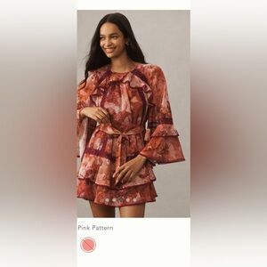 BHLDN Pink & Rust Floral Lace-Trim Dress